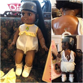 Life Size 24” IDEAL Baby Crissy Black Doll 1973M NIB AA Wow 5