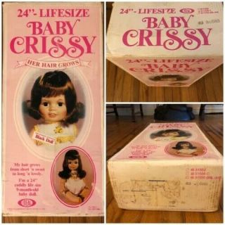 Life Size 24” IDEAL Baby Crissy Black Doll 1973M NIB AA Wow 8