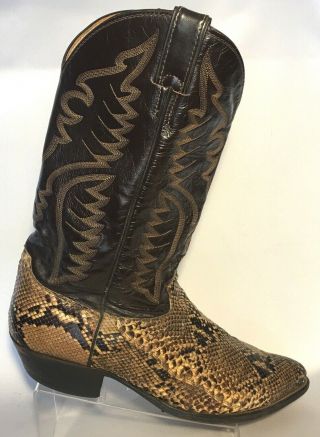Vintage Justin Cowboy Python Snake Skin Boots Western Rockabilly 8621 Size 13 D