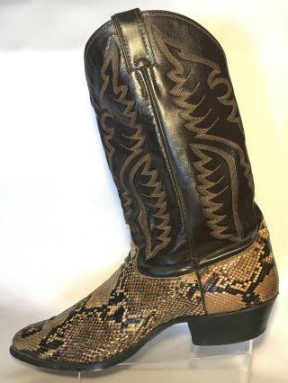 Vintage Justin Cowboy Python Snake Skin Boots Western Rockabilly 8621 Size 13 D 2