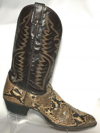 Vintage Justin Cowboy Python Snake Skin Boots Western Rockabilly 8621 Size 13 D 3