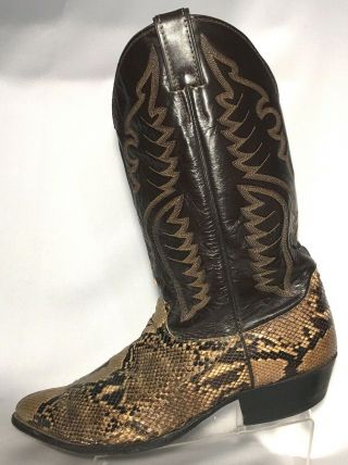 Vintage Justin Cowboy Python Snake Skin Boots Western Rockabilly 8621 Size 13 D 4