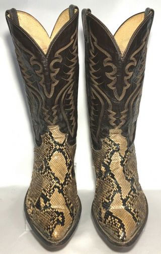 Vintage Justin Cowboy Python Snake Skin Boots Western Rockabilly 8621 Size 13 D 5