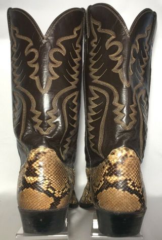 Vintage Justin Cowboy Python Snake Skin Boots Western Rockabilly 8621 Size 13 D 7