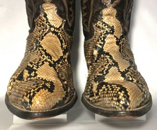 Vintage Justin Cowboy Python Snake Skin Boots Western Rockabilly 8621 Size 13 D 8