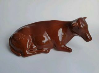 Rare Vtg Frankoma Pottery Seated Brown Cow One - Off Prototype Personal