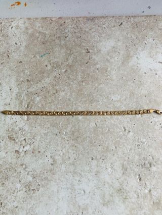 Vintage Estate Designer Slo / Dil 14k Solid Yellow Gold Greek Key Chain Bracelet