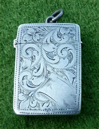 Chunky Little Late Victorian,  Art Nouveau Silver Vesta Case - B 