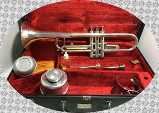 Vintage 1970 ' s GETZEN 590 - S Capri Silver Trumpet W/ Case & Accessories 2