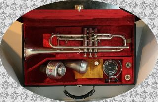 Vintage 1970 ' s GETZEN 590 - S Capri Silver Trumpet W/ Case & Accessories 3