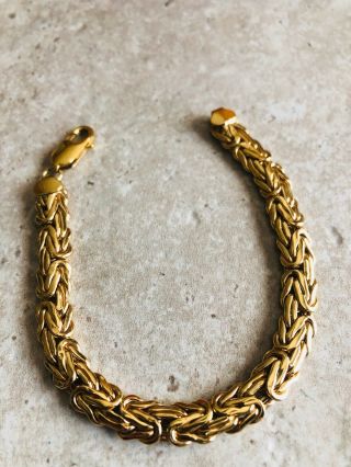 Vintage Estate 10k Solid Yellow Gold Chain Bracelet W/ Safety Clasp