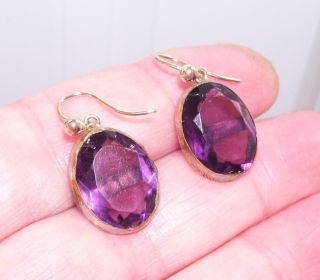 Stunning Large Antique Victorian 9ct Gold Facet Amethyst Pendant Drop Earrings 2
