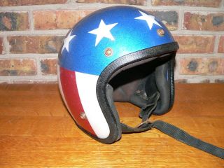 Vintage Stars & Stripes Motorcycle Helmet Easy Rider Red White & Blue