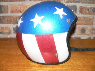 Vintage Stars & Stripes Motorcycle Helmet Easy Rider Red White & Blue 3