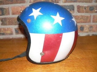 Vintage Stars & Stripes Motorcycle Helmet Easy Rider Red White & Blue 5