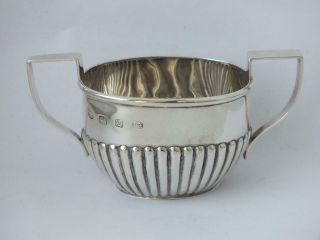 Antique Victorian Solid Sterling Silver Sugar Bowl 1899/ L 12.  4 Cm/ 107 G