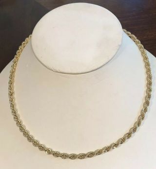 14k Yellow Gold 18 " Rope Chain Necklace,  13.  1 Grams 4mm Wide Vintage Barrel