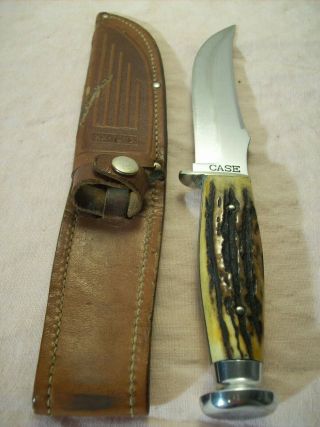 1940 - 65 CASE 523 - 6 VINTAGE STAG HUNTING & FIGHTING KNIFE w/ORIG.  LEATHER SHEATH 10