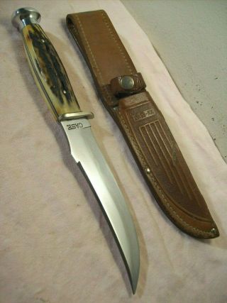1940 - 65 Case 523 - 6 Vintage Stag Hunting & Fighting Knife W/orig.  Leather Sheath