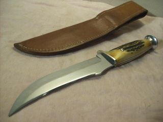 1940 - 65 CASE 523 - 6 VINTAGE STAG HUNTING & FIGHTING KNIFE w/ORIG.  LEATHER SHEATH 4