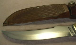 1940 - 65 CASE 523 - 6 VINTAGE STAG HUNTING & FIGHTING KNIFE w/ORIG.  LEATHER SHEATH 5