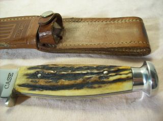 1940 - 65 CASE 523 - 6 VINTAGE STAG HUNTING & FIGHTING KNIFE w/ORIG.  LEATHER SHEATH 6
