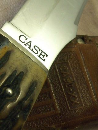 1940 - 65 CASE 523 - 6 VINTAGE STAG HUNTING & FIGHTING KNIFE w/ORIG.  LEATHER SHEATH 9