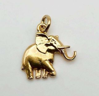 Vintage Awesome Solid 14k Yellow Gold Elephant Charm Pendant