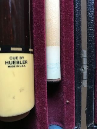 Huebler Very Vintage Pool Cue Two Piece With Case No Taper Roll 5