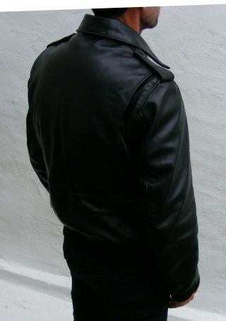 Vintage mens Schott black leather A2 jacket flight biker cafe racer 40 medium 5