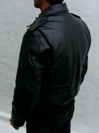 Vintage mens Schott black leather A2 jacket flight biker cafe racer 40 medium 6