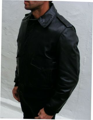 Vintage mens Schott black leather A2 jacket flight biker cafe racer 40 medium 8
