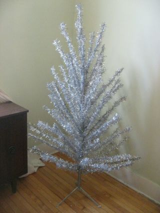 Vintage 50s 60s Midcentury Modern 6 ' Silver Aluminum Christmas Tree 67 Branches 3