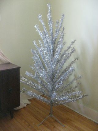 Vintage 50s 60s Midcentury Modern 6 ' Silver Aluminum Christmas Tree 67 Branches 4