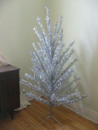 Vintage 50s 60s Midcentury Modern 6 ' Silver Aluminum Christmas Tree 67 Branches 5
