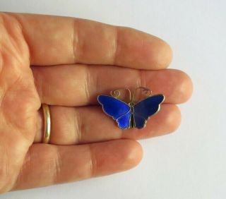 David Andersen D - A Norway 925s Sterling Enamel Cobalt Blue Butterfly Brooch
