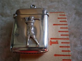 Antique Rare Sterling Silver Jc&s Golf Vesta Circa 1910s