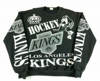 Vtg Majestic Mens La Los Angeles Kings All Over Print Hockey Sweatshirt Xl Nwa