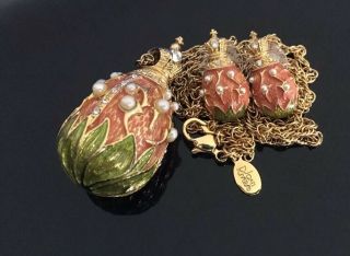 Joan Rivers Lily Of The Valley Faberge Egg Pendant Necklace & Matching Earrings