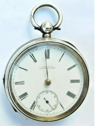 Hm 1905 Waltham Silver Mechanical Pocket Watch Vintage Antique