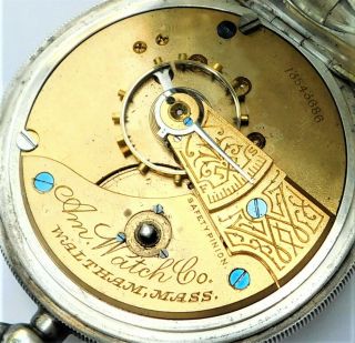 HM 1905 Waltham Silver Mechanical Pocket Watch Vintage Antique 4