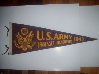 Vintage United States Army 1943 Tennessee Maneuvers Pennant - Ww2