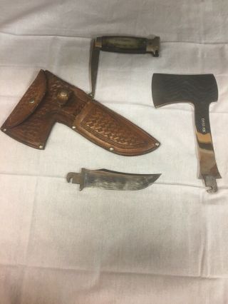 Rare Case Xx Knife Hatchet Set Monogrammed Handle Ruler,  Knife,  Hatchet,  Sheath