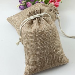 50pcs Vintage Natural Burlap Hessia Gift Candy Bags Wedding Party Favor Pouch