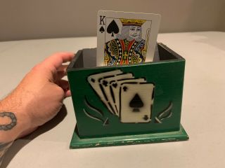 Vintage MAK MAGIC Card Rise Chest - Rising Card Trick Apparatus Illusion GREEN 7