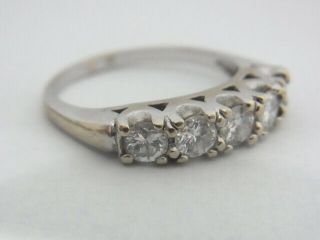 Vintage 1ctw Fine Diamond 1ctw 5 Stone 14k White Gold Ring Size 8.  5 2
