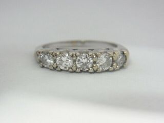 Vintage 1ctw Fine Diamond 1ctw 5 Stone 14k White Gold Ring Size 8.  5 5