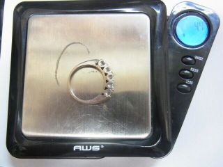 Vintage 1ctw Fine Diamond 1ctw 5 Stone 14k White Gold Ring Size 8.  5 7