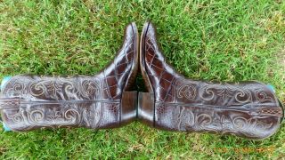 Vintage Tony Lama Rare " Bias Cut " Alligator Crocodile Exotic Western Boots 10 D