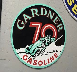 Antique Vintage Old Style Gardner Gasoline Oil Sign 2